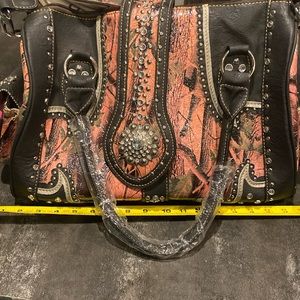 Large glitzy bag pink black grey rhinestones with shoulder strap